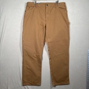 Dickies Carpenter Relaxed Straight Pants Mens 40x32 Rinsed Brown Duck Work Chore